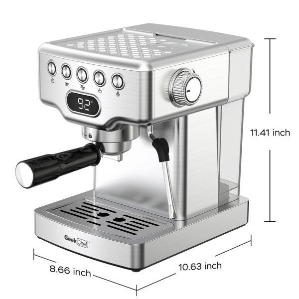 Geek Chef Espresso Machine, 20 Bar Espresso Machine With Milk Frother For Latte, Cappuccino, Macchiato, For Home Espresso Maker, 1.8L Water Tank, Stainless Steel, Ban On Amazon - Image 5