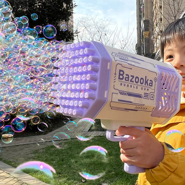 Bubble Gun Rocket 69 Holes Soap Bubbles Machine Gun Shape Automatic Blower With Light Toys For Kids Pomperos - Image 7