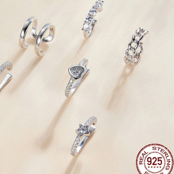 Single Loving Heart In Sterling Silver Zircon Ear Clip