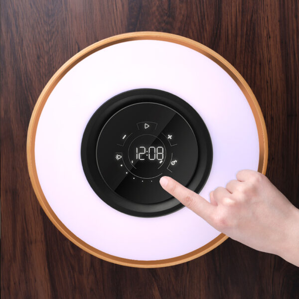 Round Intelligent Music Bluetooth Speaker Bed Lamp WiFi Circle Tree Of Led Light Wireless Charging For Living Room - Image 4