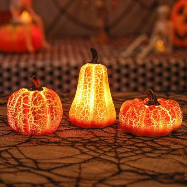 New Halloween Pumpkin Lantern Simulation Pumpkin LED Candle Lamp Resin Luminous Pumpkin - Image 8