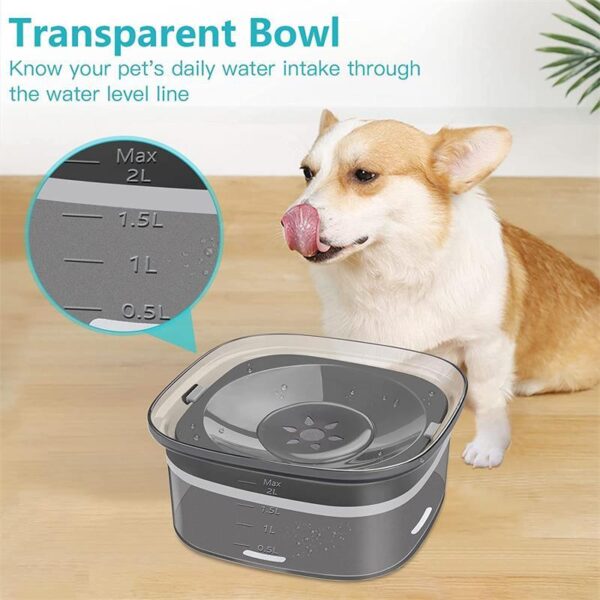 70oz Dog Water Bowl Large Capacity Spill Proof Dog Bowl Transparent 2L Visible Water Level Slow Drinking Bowl For Dogs And Cats Pet Products - Image 4